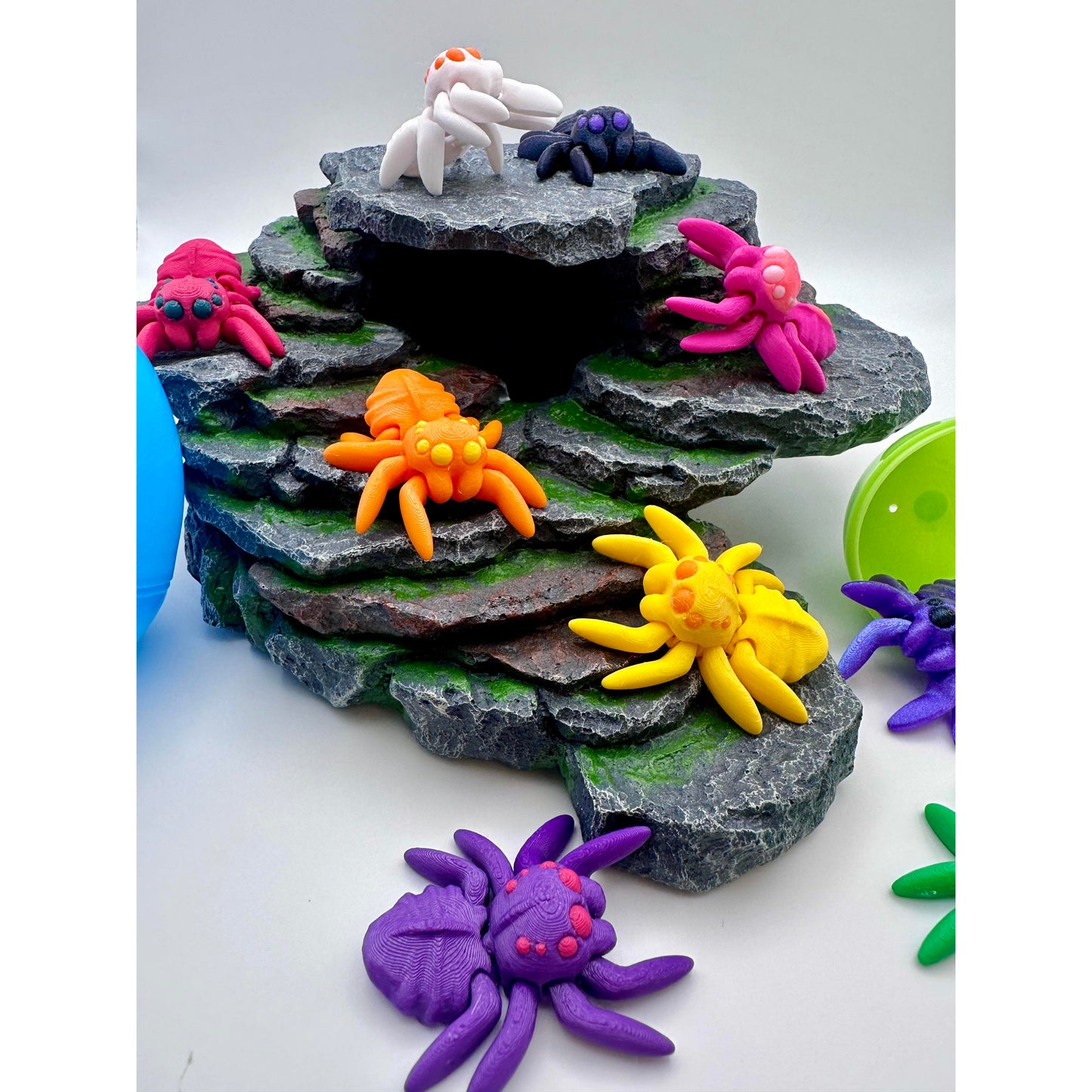 Trio of Mystery Jumping Spiders - 3D Printed Figures - Fun Sized and Posable