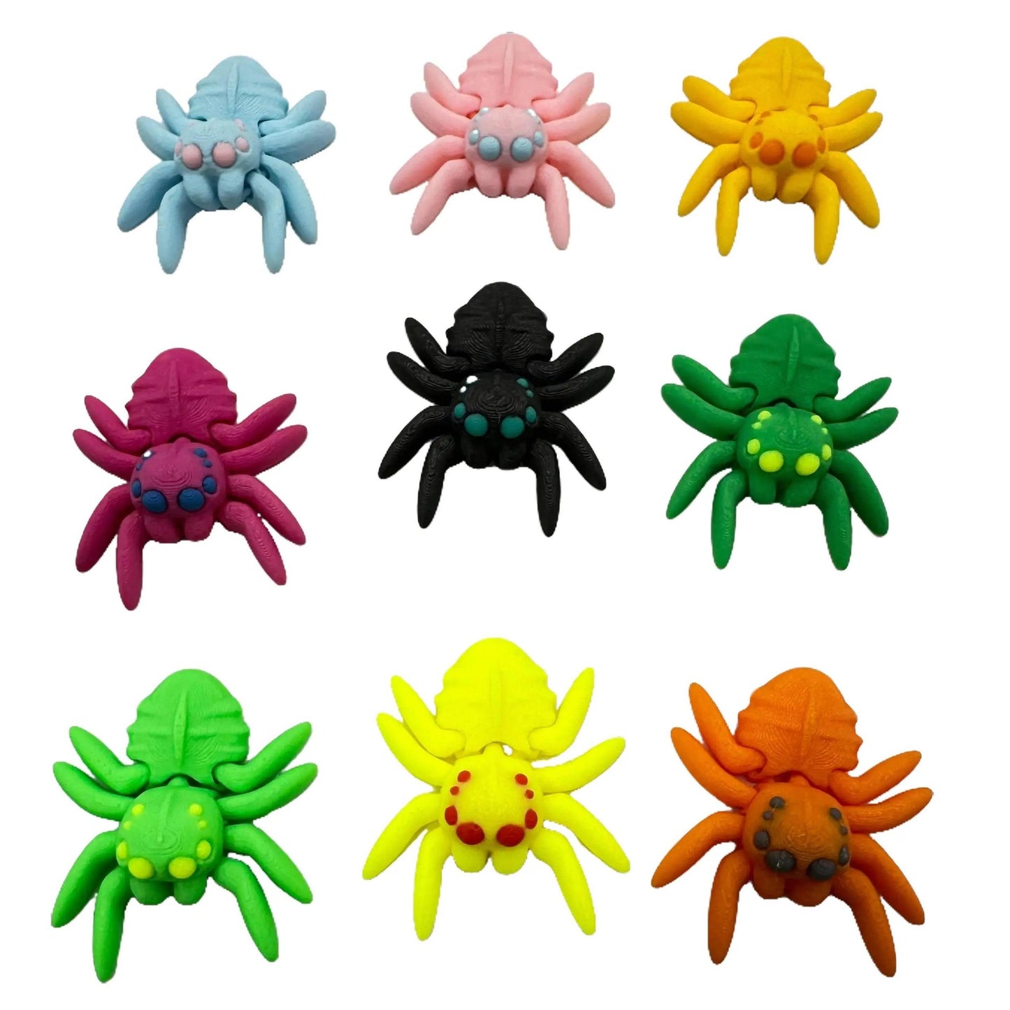 Trio of Mystery Jumping Spiders - 3D Printed Figures - Fun Sized and Posable