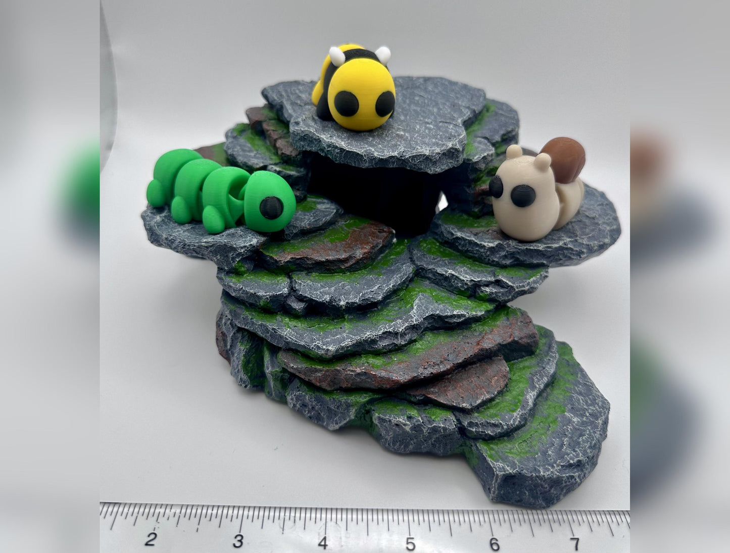 3D Printed Articulating Forest Creature Trio Set with Snail, Caterpillar, and Bee