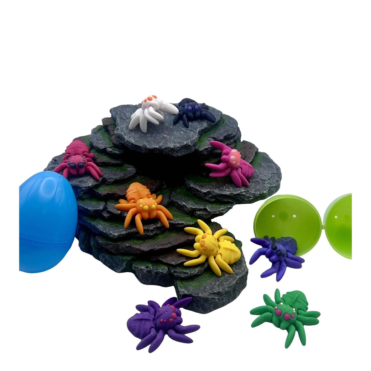 Trio of Mystery Jumping Spiders - 3D Printed Figures - Fun Sized and Posable