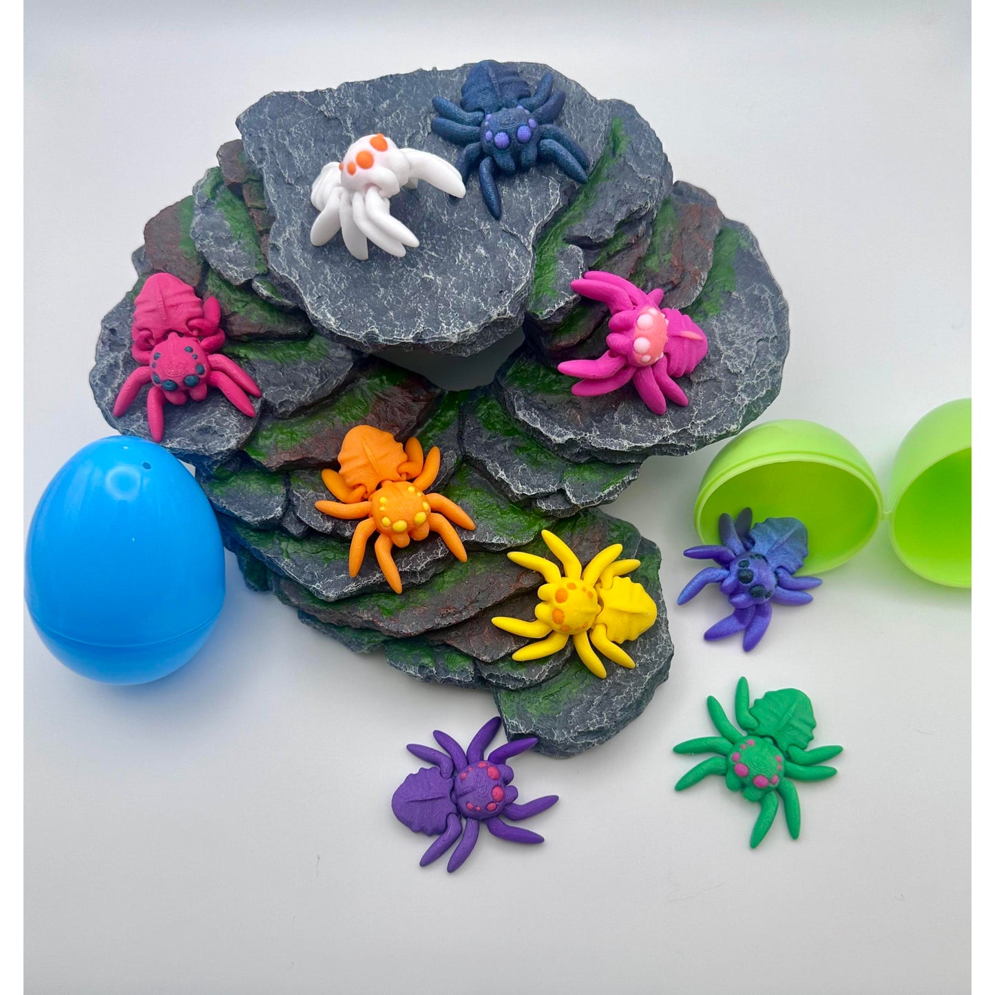 Trio of Mystery Jumping Spiders - 3D Printed Figures - Fun Sized and Posable