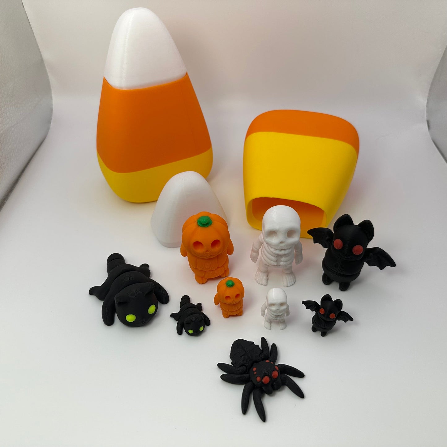 Ultimate Halloween Pack! Available in 2 Sizes. Includes Candy Corn Container and Halloween Themed Cuties and Minis! Decor Gift Spooky