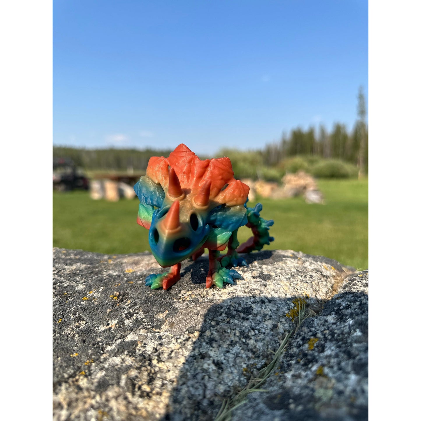 3D Printed Flexi Skeleton Triceratops Decor Gift