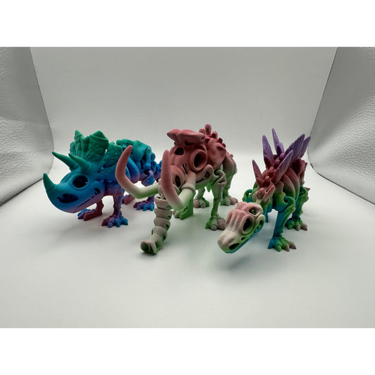 3D Printed Flexi Skeleton Triceratops Decor Gift