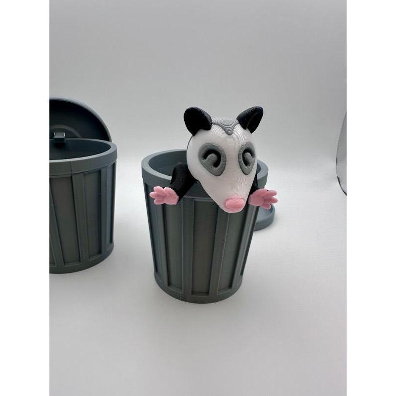 3D Printed Raccoon, Possum, or Skunk & Trash Can