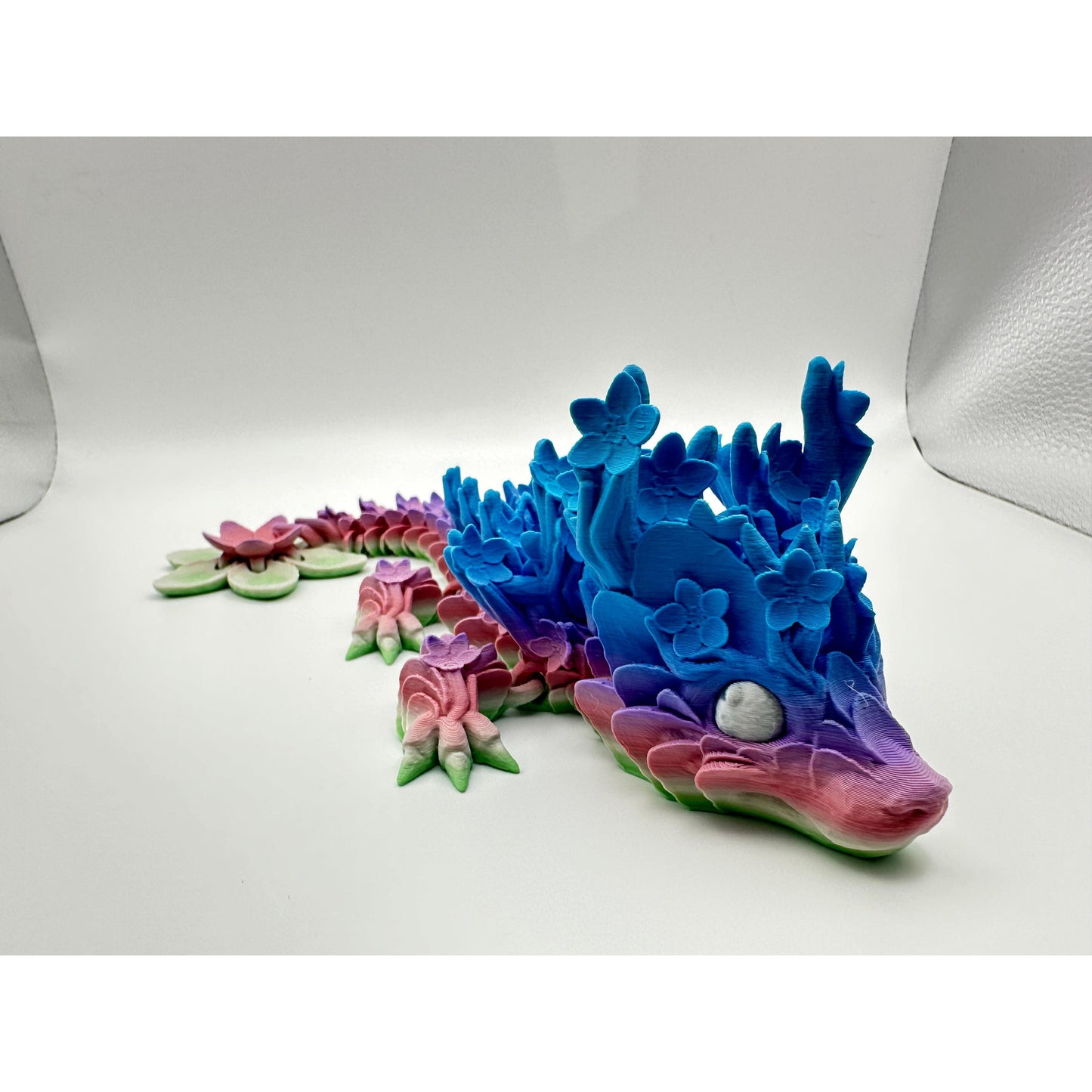 3D Printed Cherry Blossom Dragon Figurine Decor Gift