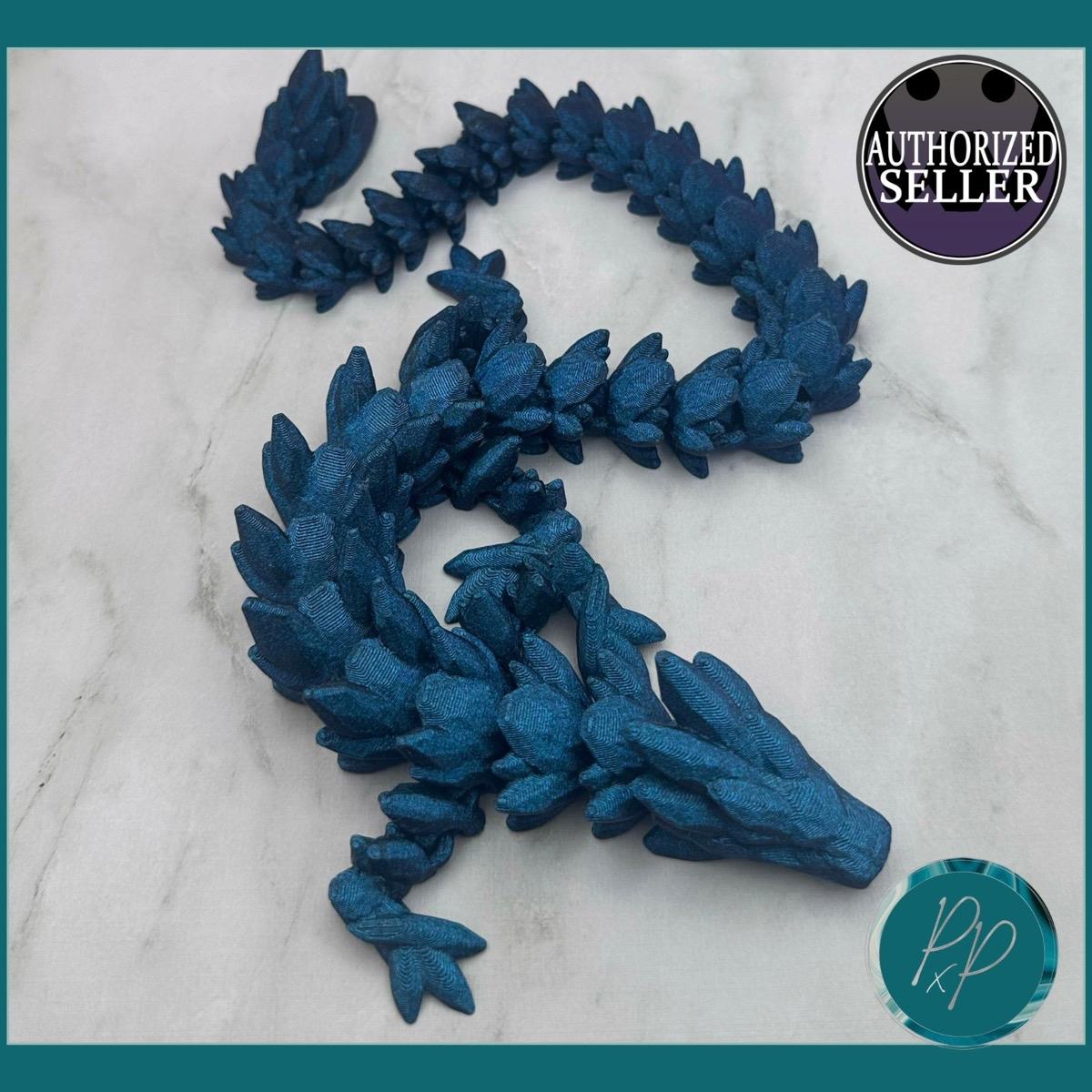 Mythical 3D Printed Articulating Gemstone Dragon Figurine - Medium