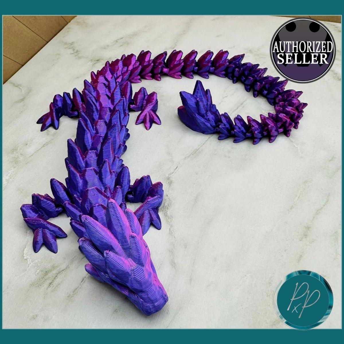 Mythical 3D Printed Articulating Gemstone Dragon Figurine - Medium