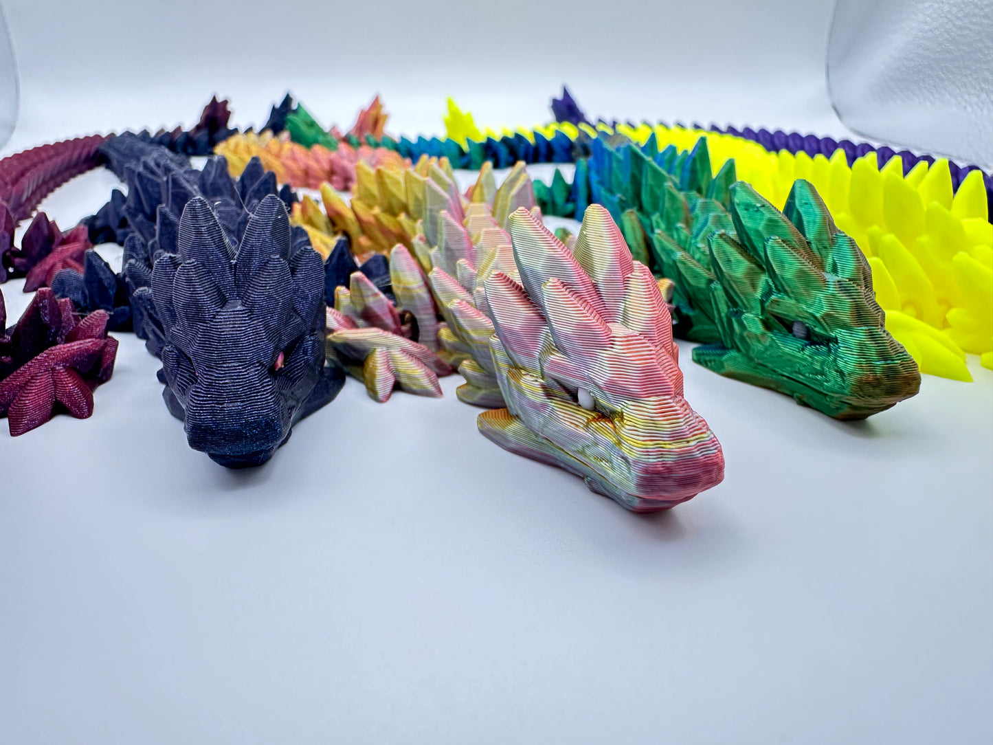 Mythical 3D Printed Articulating Gemstone Dragon Figurine - Medium