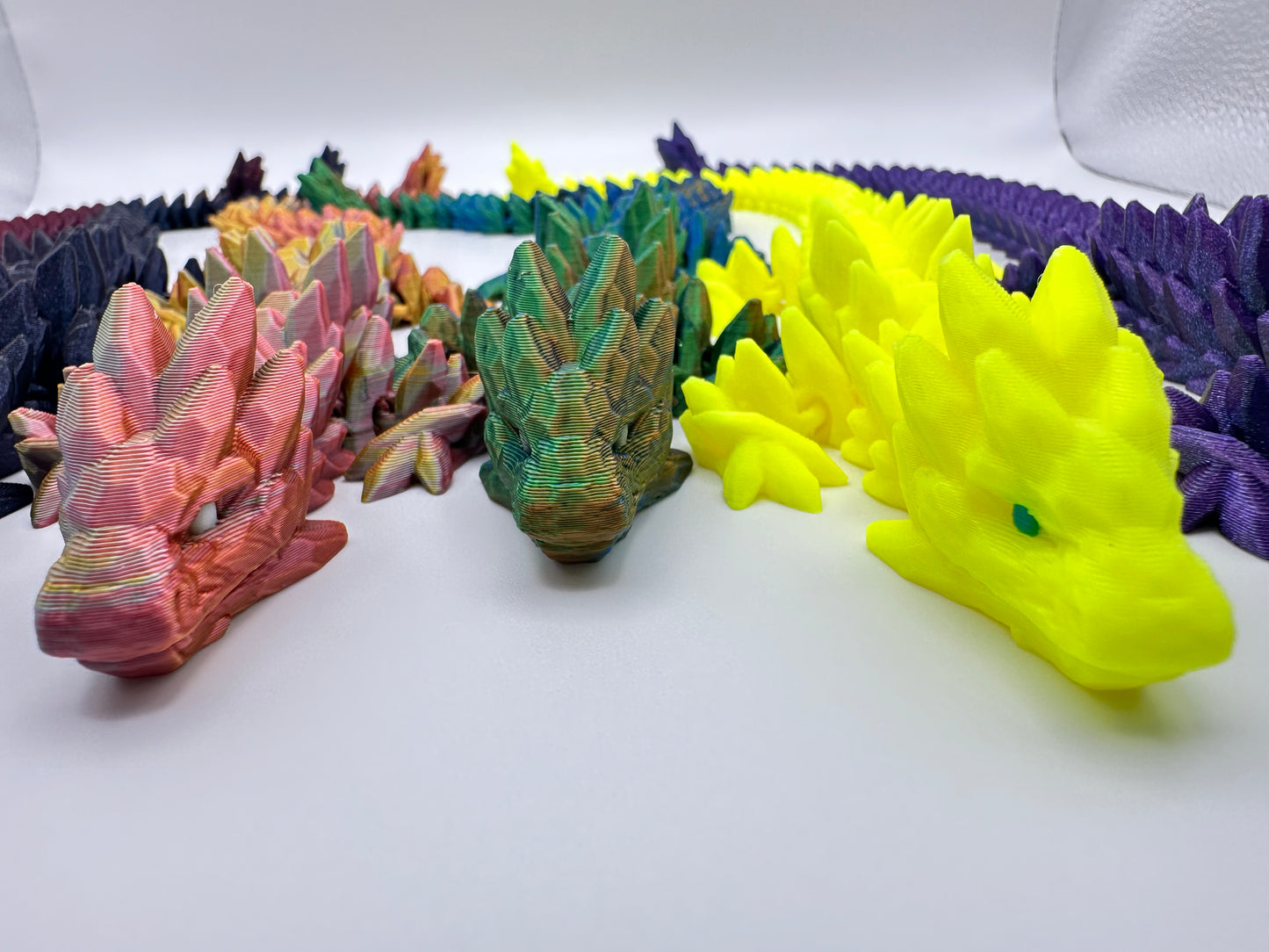 Mythical 3D Printed Articulating Gemstone Dragon Figurine - Medium