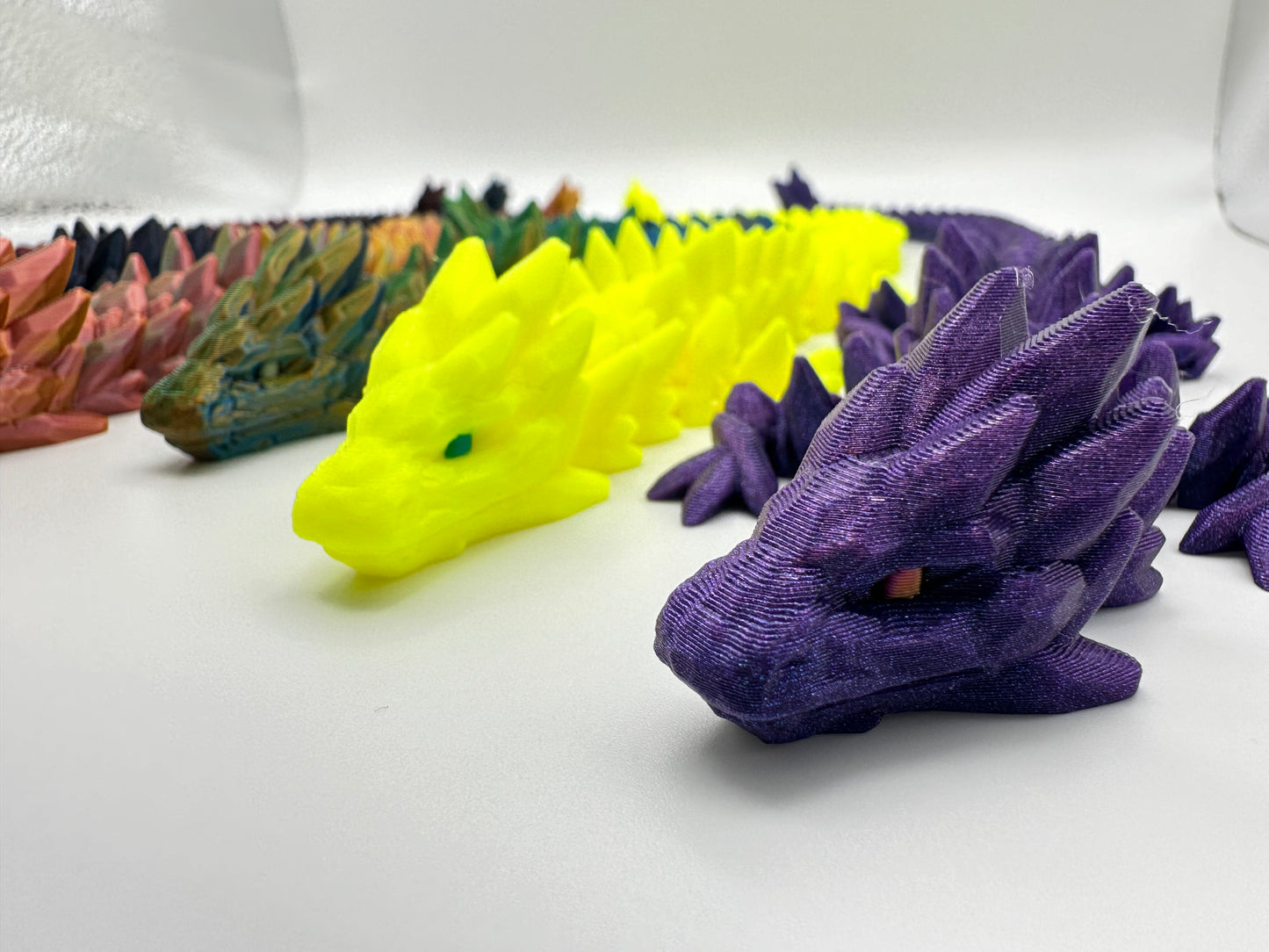 Mythical 3D Printed Articulating Gemstone Dragon Figurine - Medium