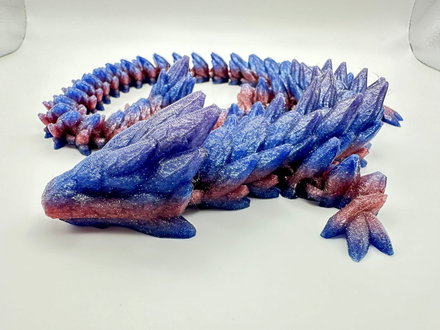 Mythical 3D Printed Articulating Gemstone Dragon Figurine - Large