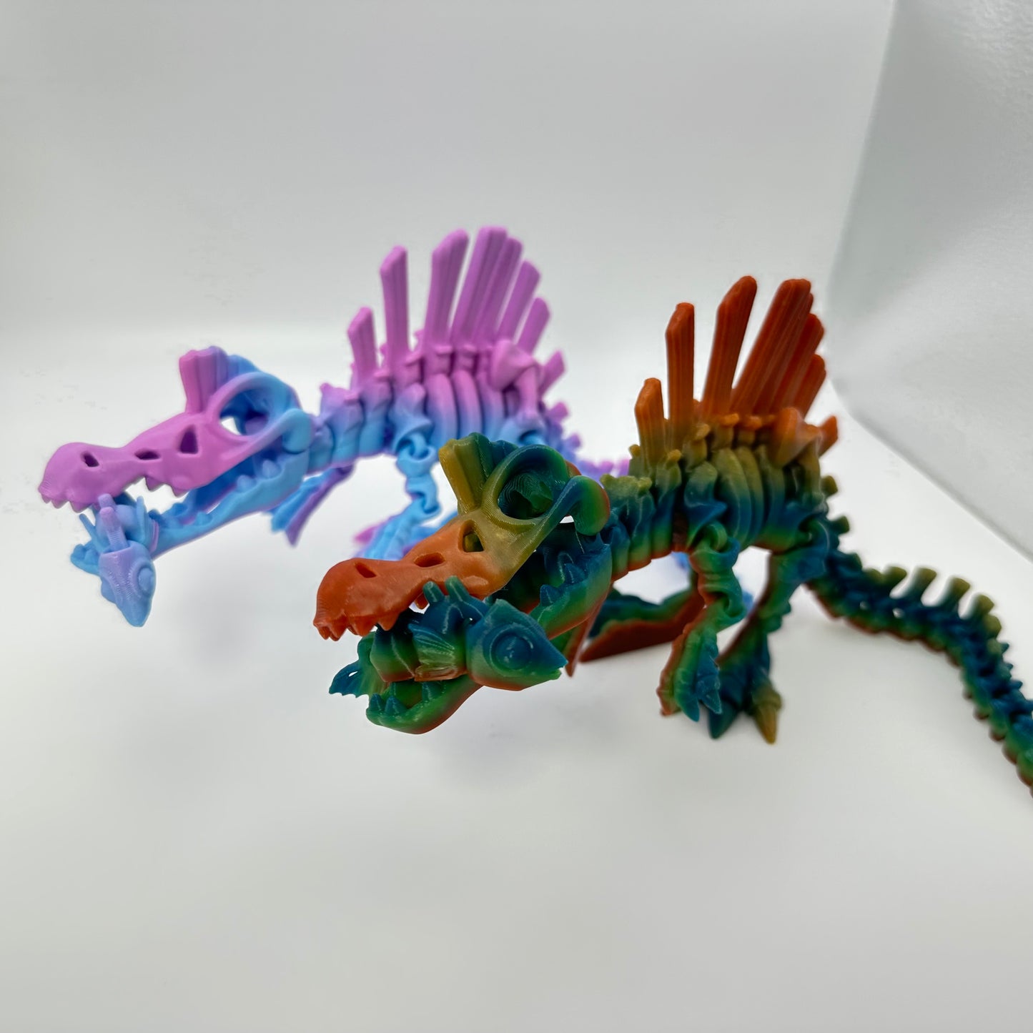 Mighty 3D Printed Skeleton Spinosaurus Figurine with Bonus Articulating Fish