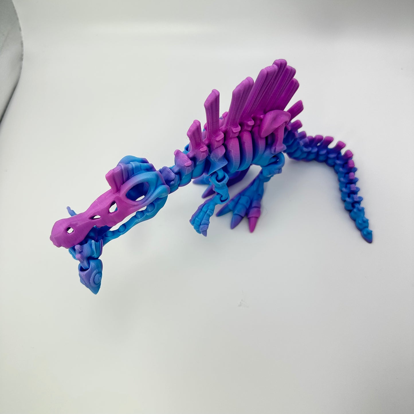 Mighty 3D Printed Skeleton Spinosaurus Figurine with Bonus Articulating Fish