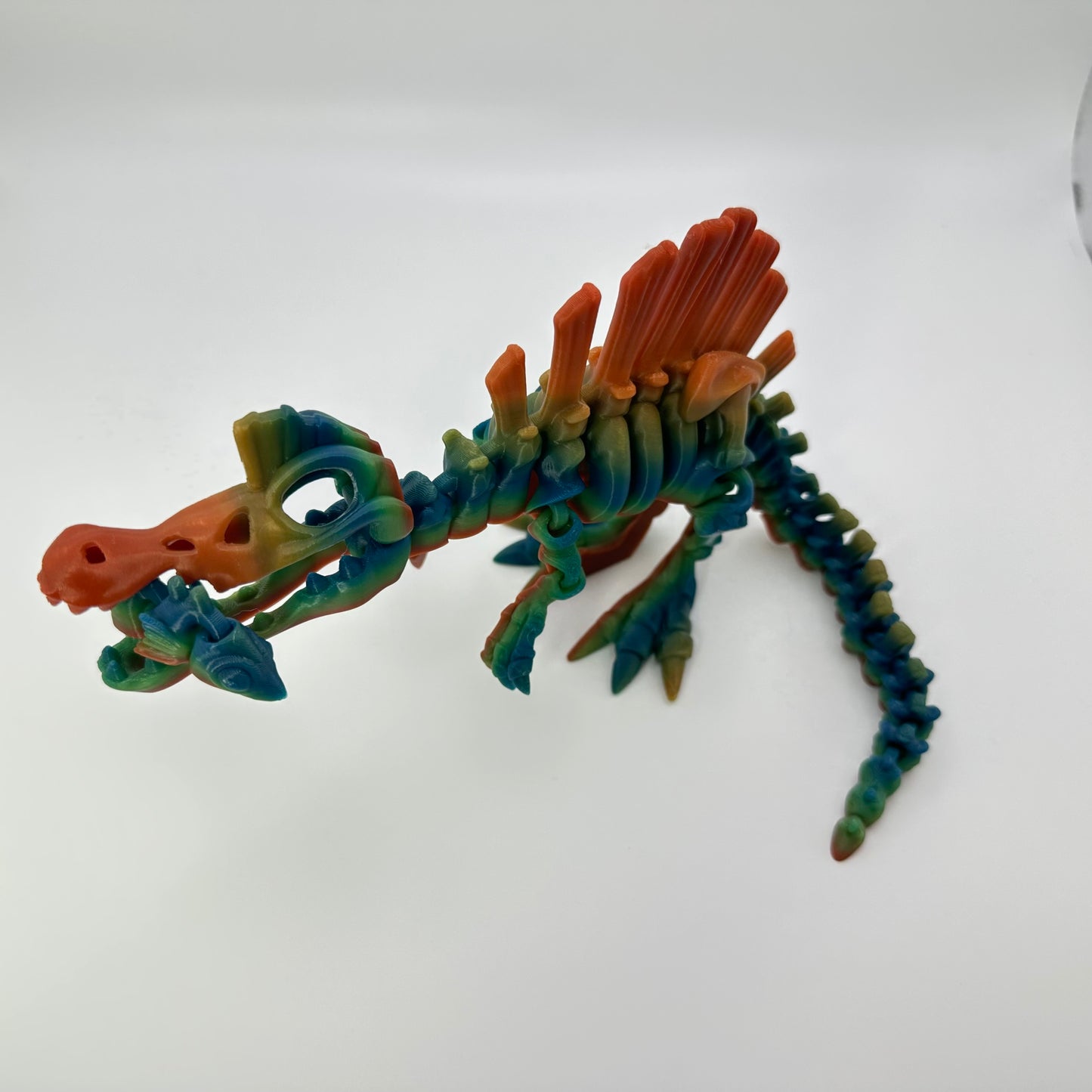 Mighty 3D Printed Skeleton Spinosaurus Figurine with Bonus Articulating Fish