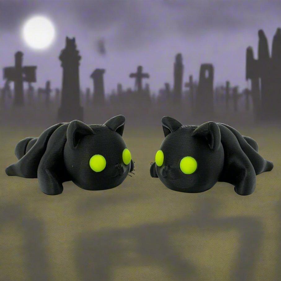 Spooky 3D Printed Black Cat Cutie Figurine