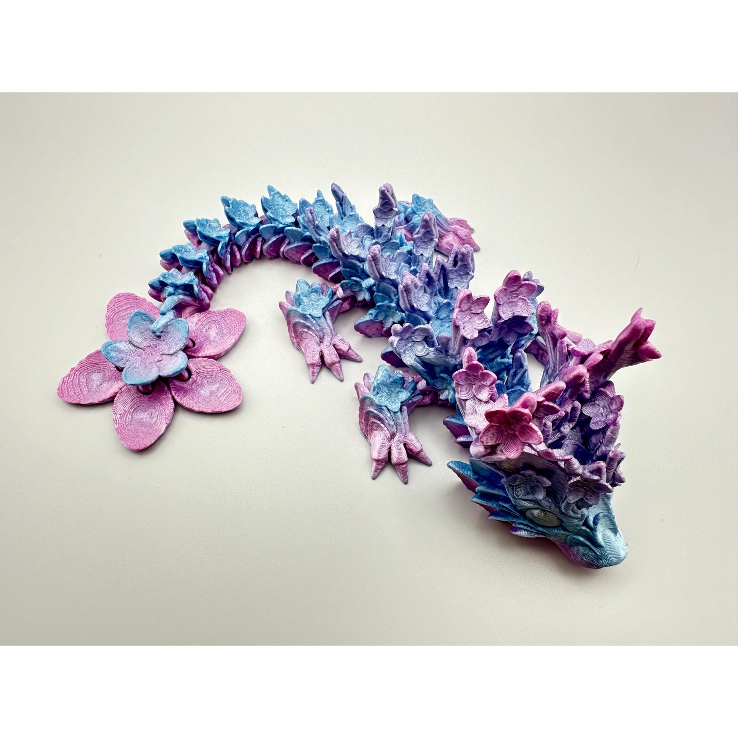 3D Printed Cherry Blossom Dragon Figurine Decor Gift