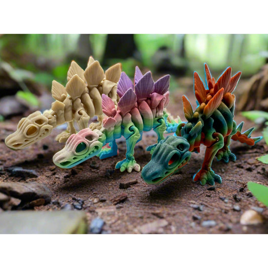 3D Printed Flexi Skeleton Stegosaurus Figurine - High Quality - Great for Desktop