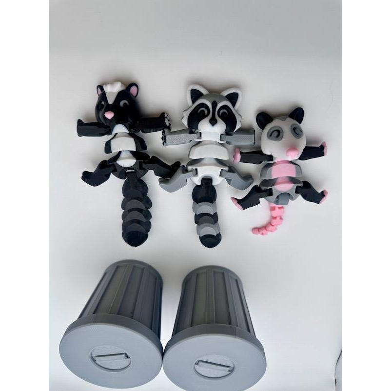 3D Printed Raccoon, Possum, or Skunk & Trash Can