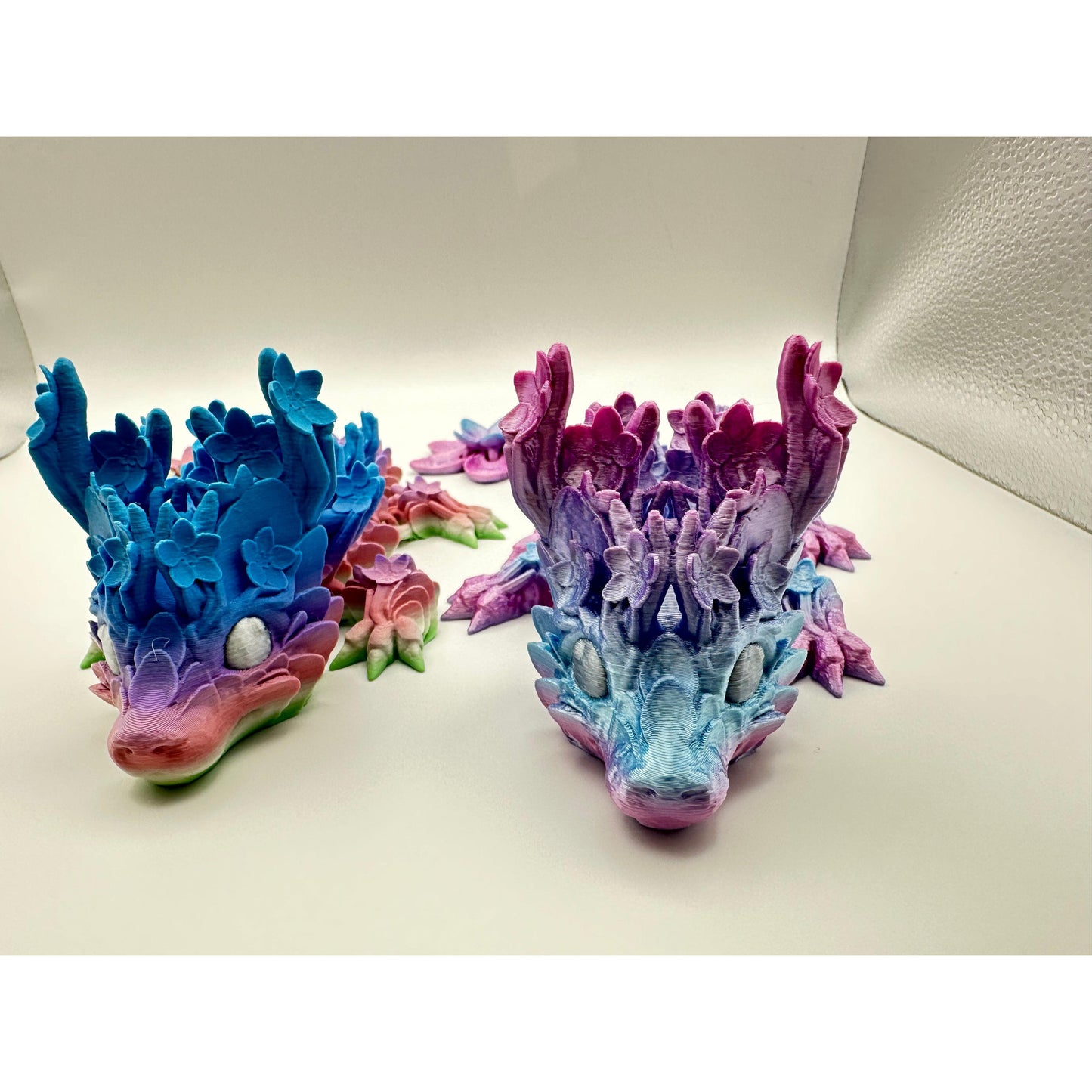 3D Printed Cherry Blossom Dragon Figurine Decor Gift