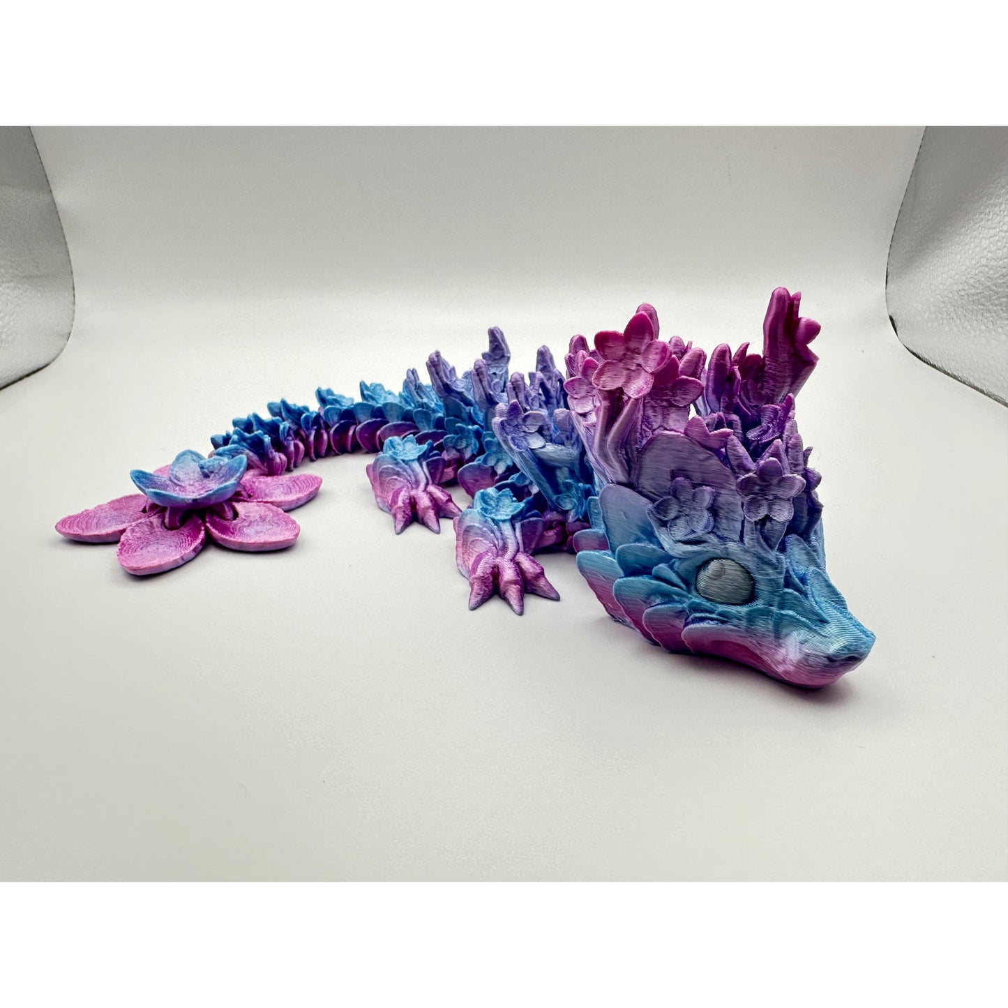 3D Printed Cherry Blossom Dragon Figurine Decor Gift