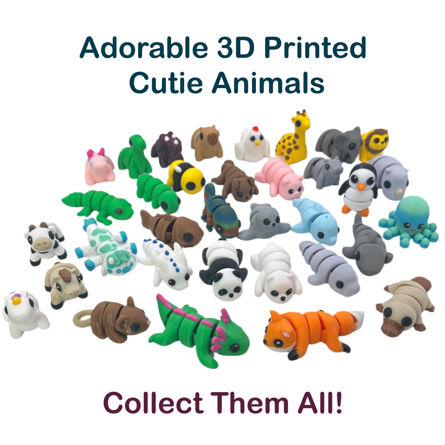 Adorable 3D Printed Cutie Sized Animals. Collect them all! Mini Pocket